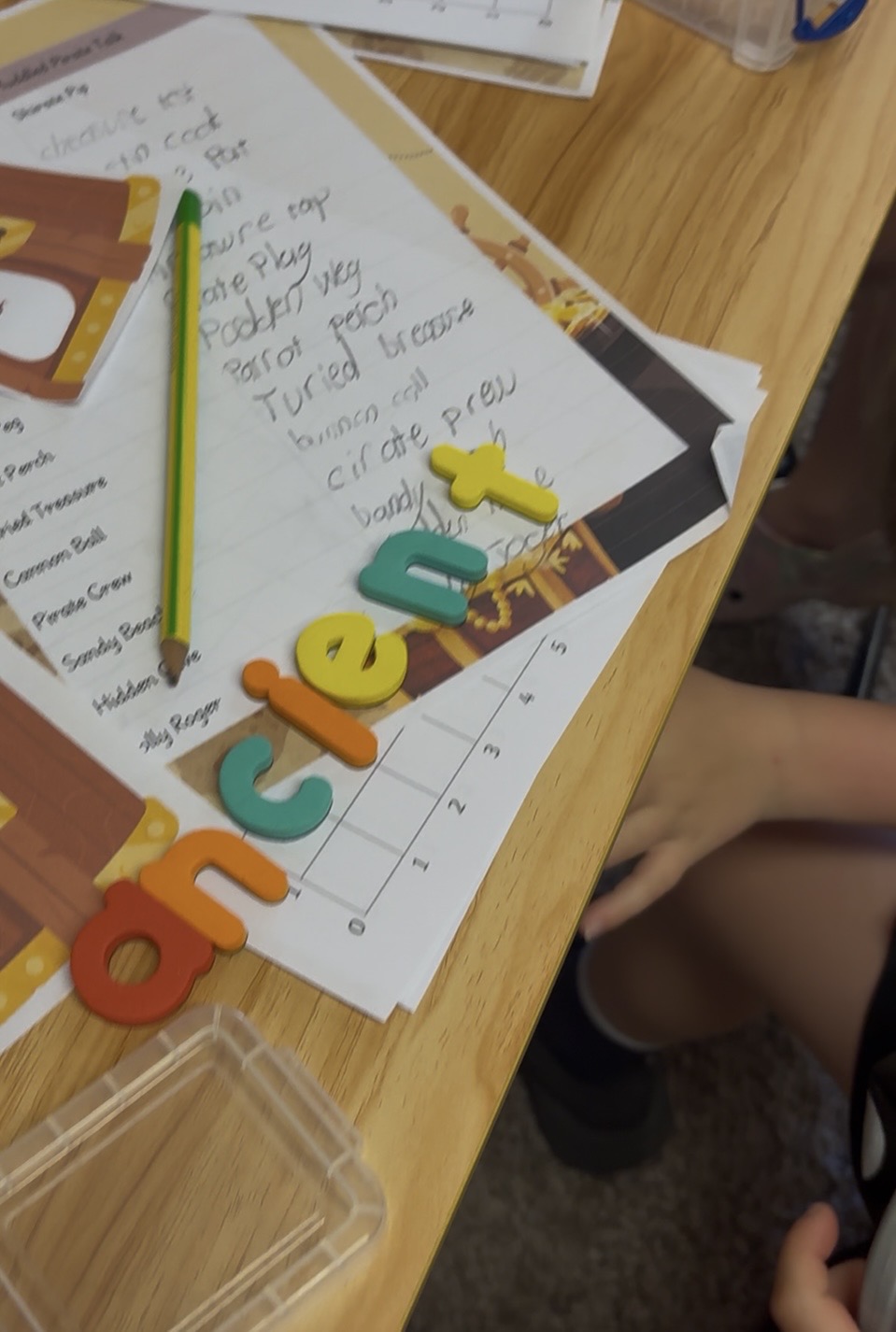 Magnetic letters used to spell
